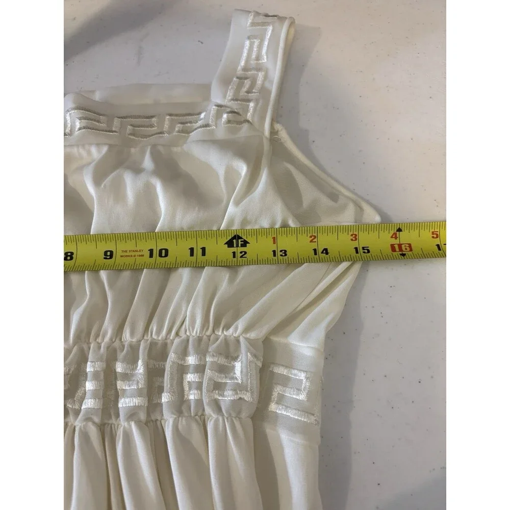 Vintage Grecian Goddess Nightgown Dress White Empire Waist Long Maxi 36 S Bride - Picture 15 of 16